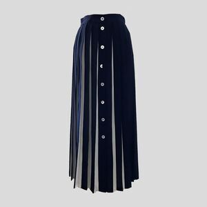 Vintage 1980s Liz Claiborne Blue White Striped Accordion Pleated Midi Skirt S